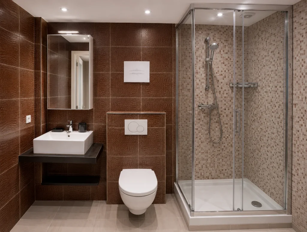 Deuxième salle de bain avec douche et mosaïque – Loft Confort, Carré d'Or Nice