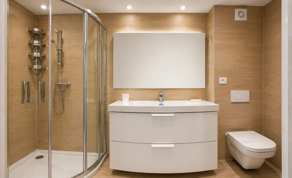 Salle de bain avec douche à l'italienne et vasque – Studio Design, Carré d'Or Nice
