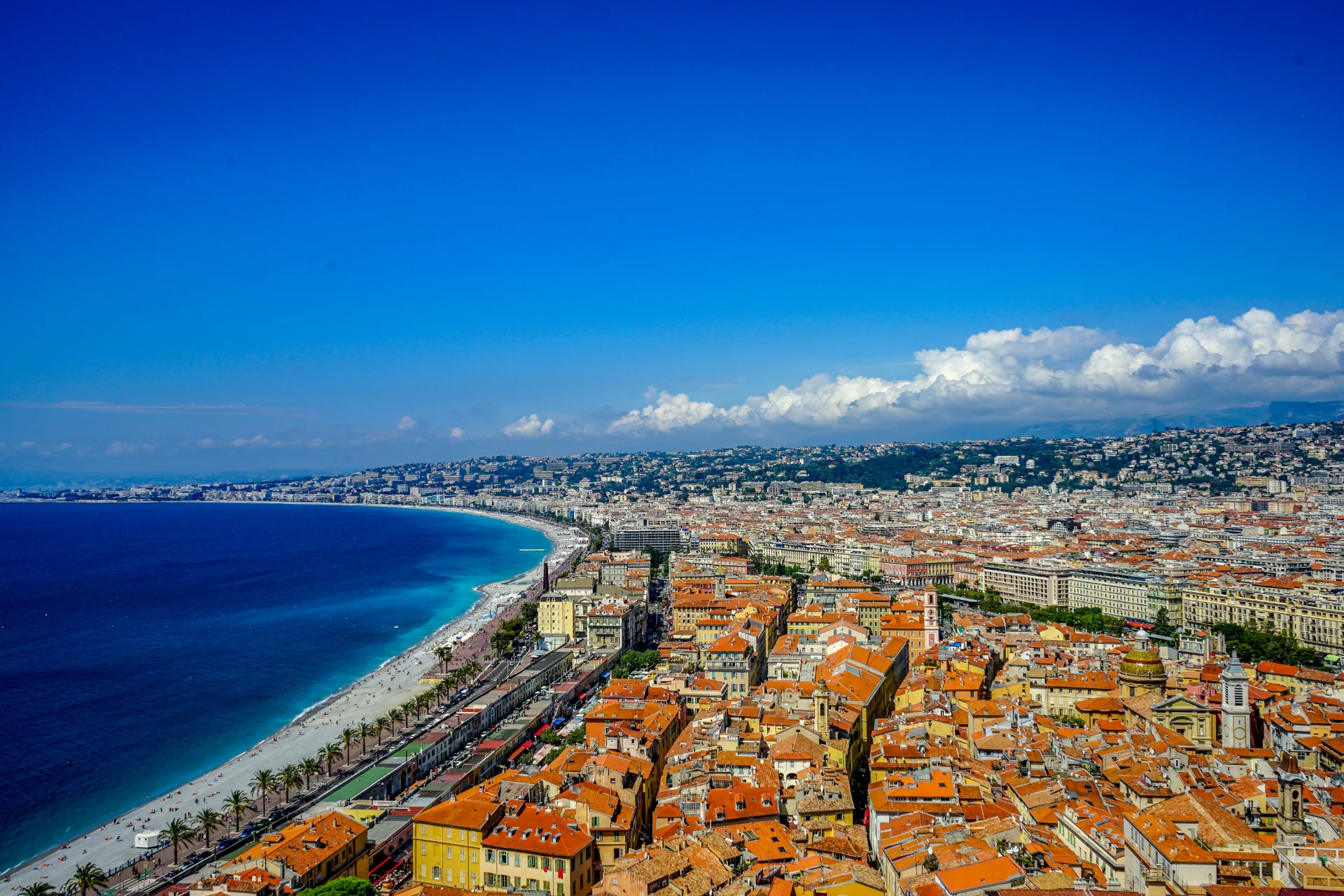 Aerial view of the Promenade des Anglais in Nice